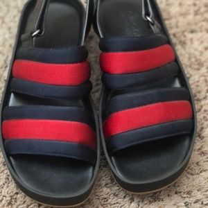 Gucci leather and web sandals